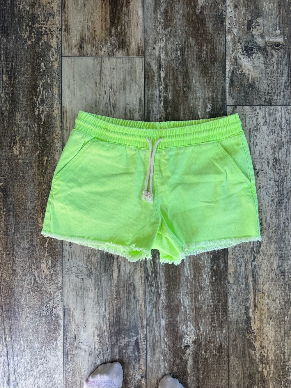 2 for $10 sale: NOBO no boundaries neon yellow pull on shorts with raw hem